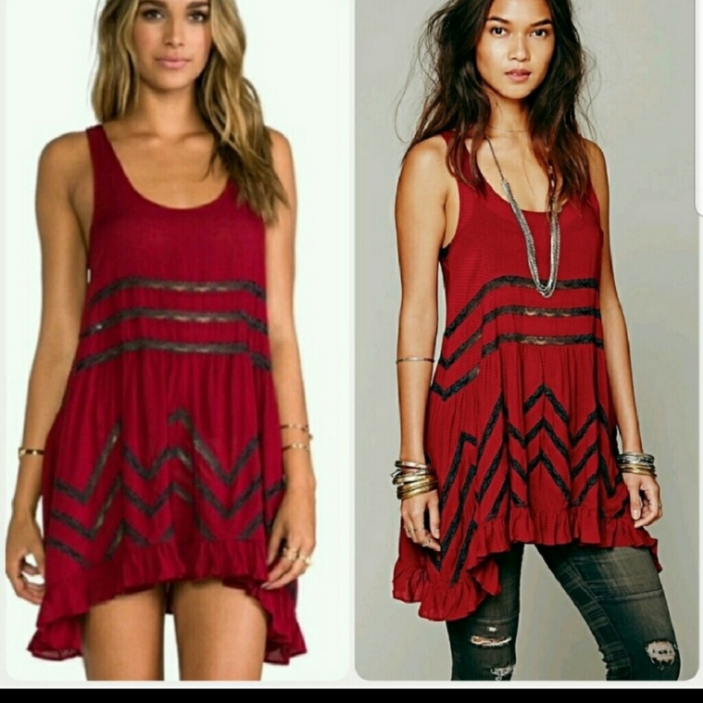 Free People small voile and lace trapeze slip dres